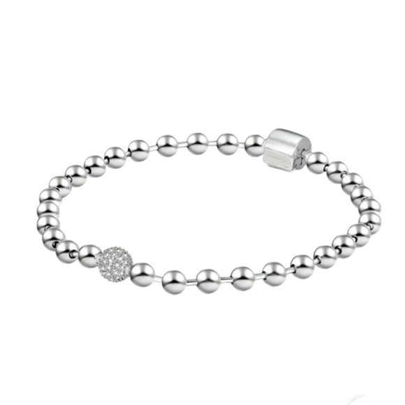 Women's 925 Sterling Silver & Pavé Bracelet CZ Stone ~Size 7.09” - NWT - Picture 1 of 3